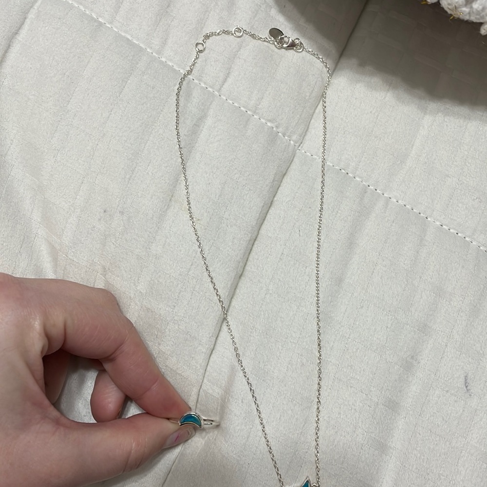 Pura vida crescent moon turquoise ring and necklace